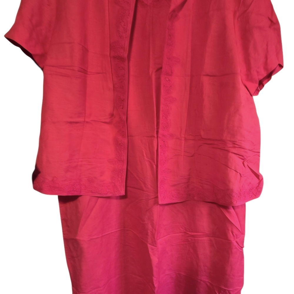 Jessica Howard Summer long Red dress Linen mixed and shirt/ jacket.